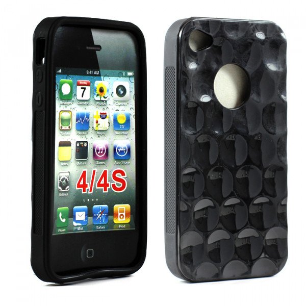 Wholesale iPhone 4S 4 Bubble Gel Case (Black)